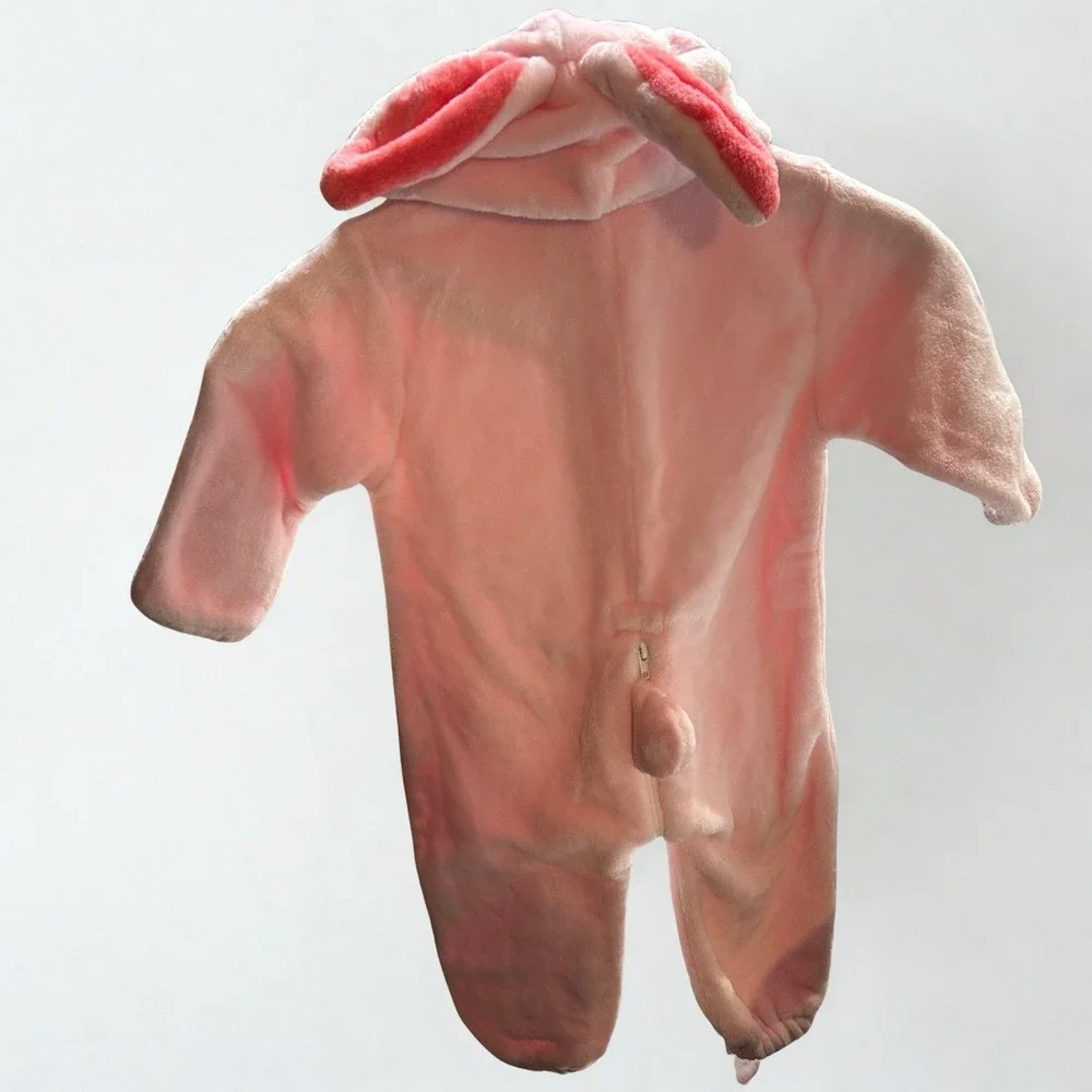 Spooktacular Creations Pink Rabbit Bunny Plush Hooded Onesie‎ Costume Size 90